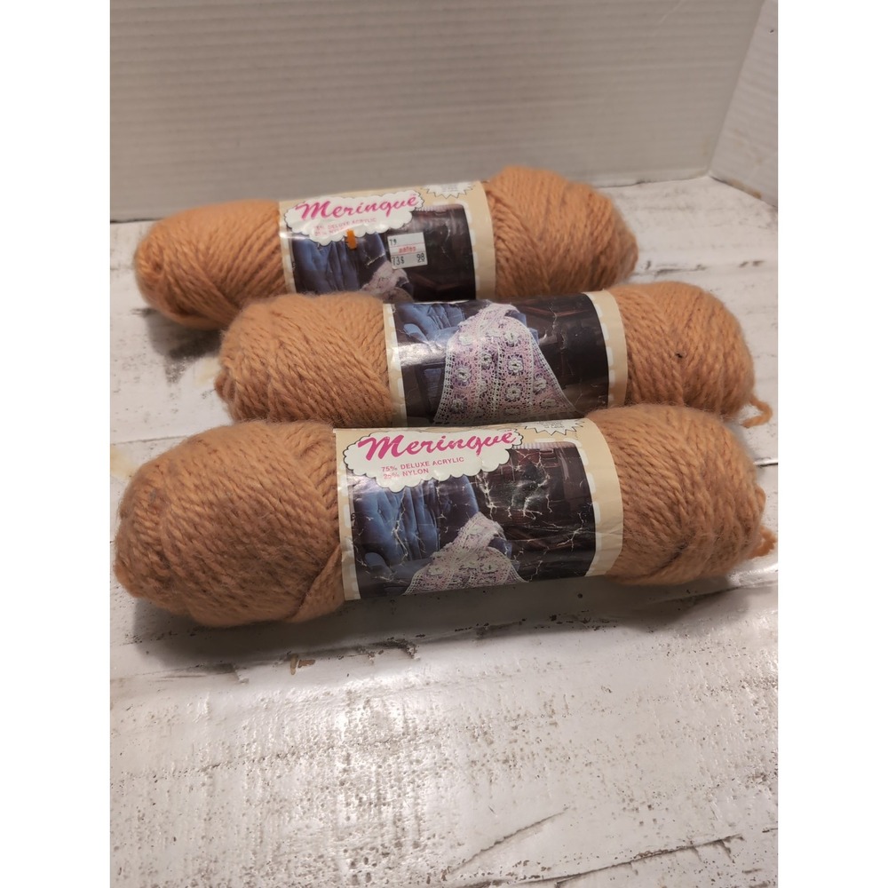 Vintage Meringue Deluxe Acrylic /Nylon Persian Melon Color A Lot Of (3) Skeins